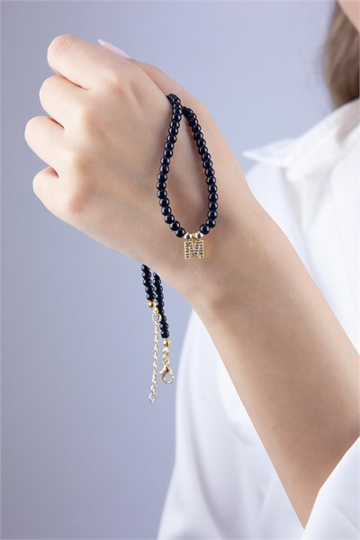 M Letter Black Pearl Design Necklace