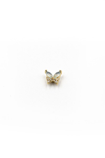 Blue Winged Butterfly Tragus Piercing – Zircon Stone, Gold, Hypoallergenic