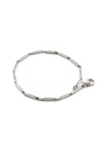 Men’s Melon-Chain Stainless Steel Bracelet - Silver-Tone, 2 mm, Slim Design