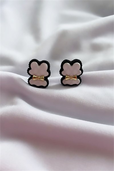 Mini Bear Model White Color Earrings