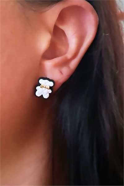 Mini Bear Model White Color Earrings