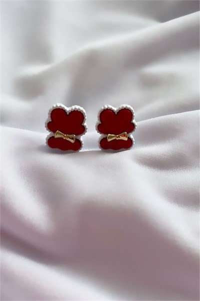 Mini Bear Model Red Color Earrings