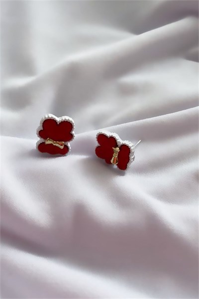 Mini Bear Model Red Color Earrings