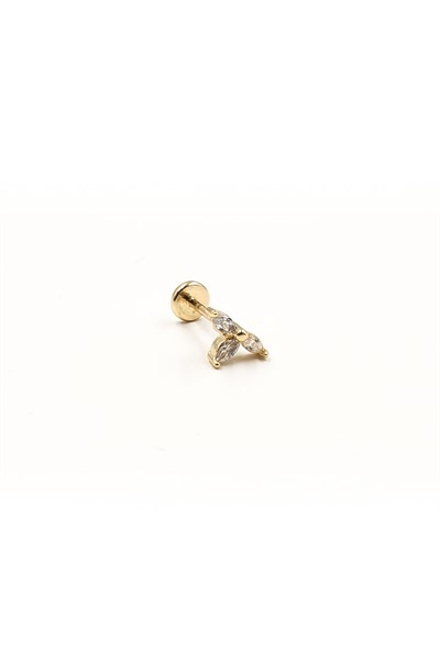 Minimal Zircon Tragus Piercing – Gold | Hypoallergenic, Long-Lasting Shine