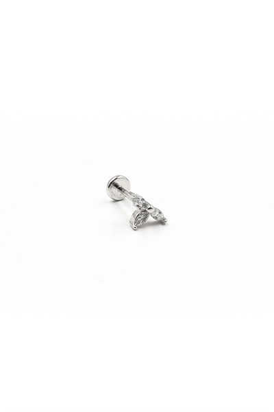 Minimal Zircon Tragus Piercing – Silver | Hypoallergenic, Long-Lasting Shine