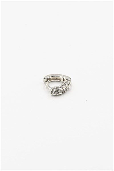 Modern Triangle Design Zircon Hoop Tragus Piercing – Silver | Stylish, Modern & Skin-Friendly