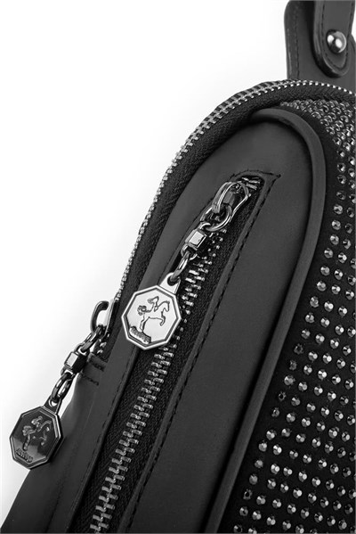 Nas Bag Waist and Body Bag with Stones - Black
