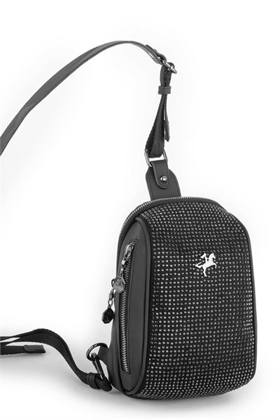 Nas Bag Waist and Body Bag with Stones - Black