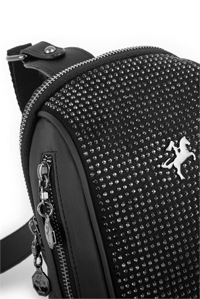 Nas Bag Waist and Body Bag with Stones - Black