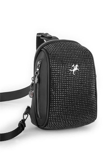 Nas Bag Waist and Body Bag with Stones - Black