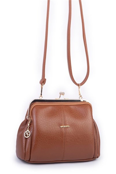 Nas Bag Vintage Purse-Frame Clasp Shoulder & Crossbody Bag - Tan, Victoria