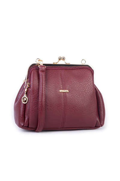 Nas Bag Vintage Purse-Frame Clasp Shoulder & Crossbody Bag - Burgundy, Victoria