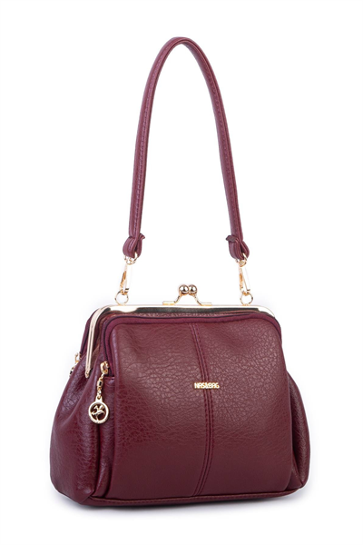 Nas Bag Vintage Purse-Frame Clasp Shoulder & Crossbody Bag - Burgundy, Victoria