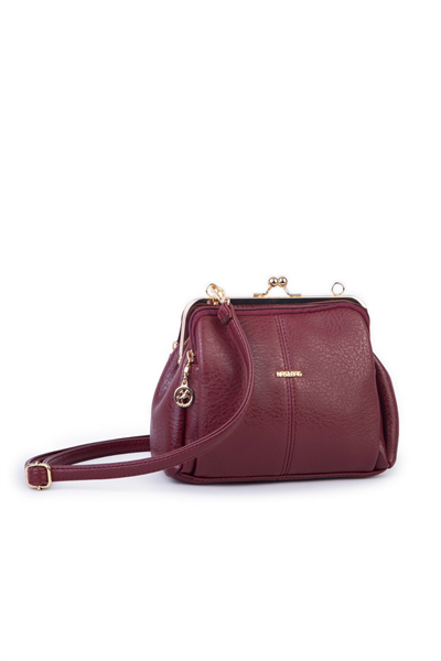 Nas Bag Vintage Purse-Frame Clasp Shoulder & Crossbody Bag - Burgundy, Victoria