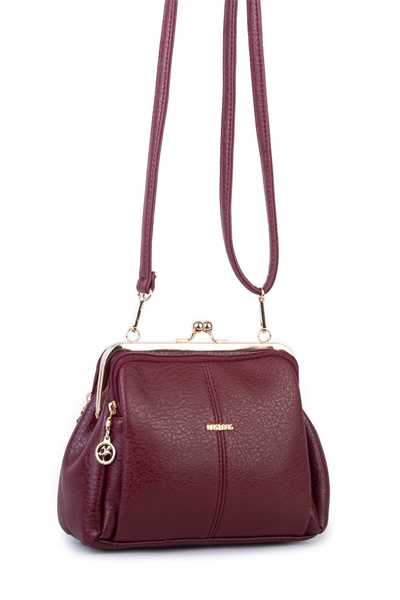 Nas Bag Vintage Purse-Frame Clasp Shoulder & Crossbody Bag - Burgundy, Victoria