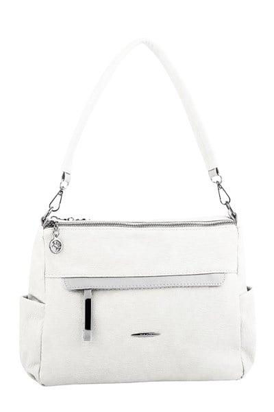 Nas Bag Soft, Lightweight Multi-Compartment Shoulder & Crossbody Bag with Double Straps - White, Lopez (30 × 24 cm)