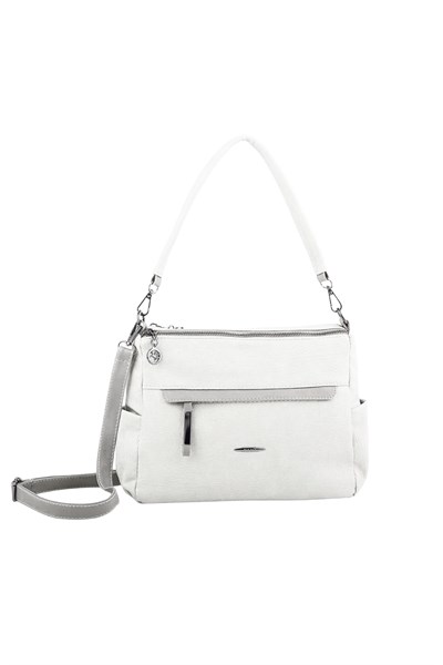 Nas Bag Soft, Lightweight Multi-Compartment Shoulder & Crossbody Bag with Double Straps - White, Lopez (30 × 24 cm)
