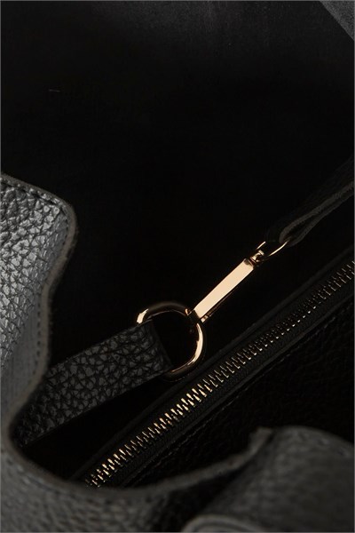 Nas Bag Womens Large Drawstring Nested Snap Tote Bag - Black