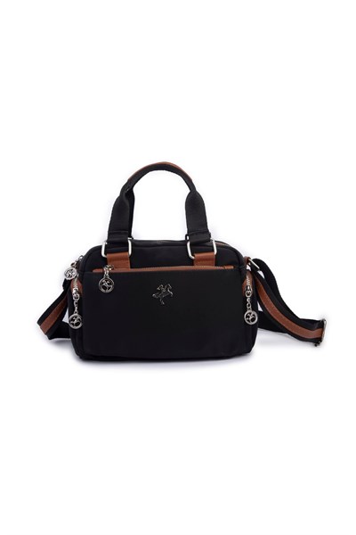Nas Bag Womens Multi-Compartment Crossbody Bag - Black Tan Buzzy