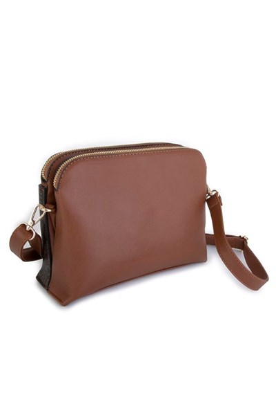 Nas Bag Womens Crossbody Bag Stylish Bag with Two Compartments - Coffee Brown Written