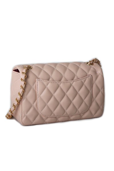 Nas Bag Womens Quilted Crossbody Bag with Chain Detail - Powder Pink