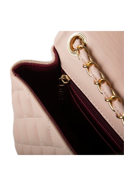 Nas Bag Womens Quilted Crossbody Bag with Chain Detail - Powder Pink