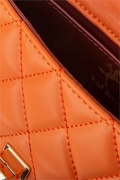 Nas Bag Womens Quilted Crossbody Bag with Chain Detail - Orange