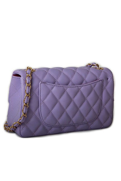 Nas Bag Womens Quilted Crossbody Bag with Chain Detail - Lilac
