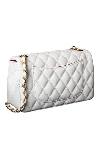 Nas Bag Womens Quilted Crossbody Bag with Chain Detail - White