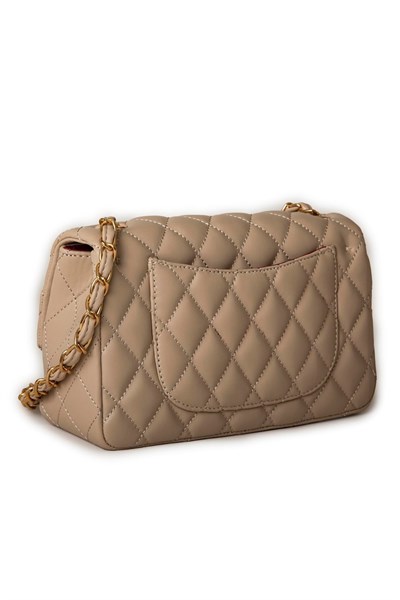 Nas Bag Womens Quilted Crossbody Bag with Chain Detail - Sand