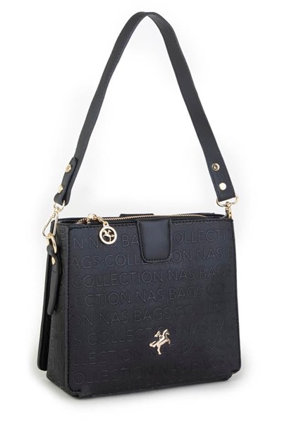 Nas Bag Womens Crossbody Bag with Writings - Black