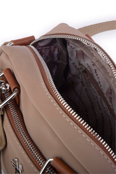 Nas Bag Womens Multi-Compartment Crossbody Bag - Beige