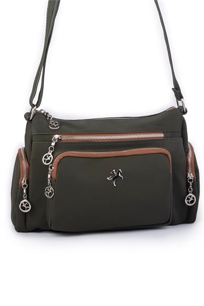 Nas Bag Women’s Multi-Compartment Everyday Crossbody Bag - Green/Tan, Buzzy (30 × 22 cm)
