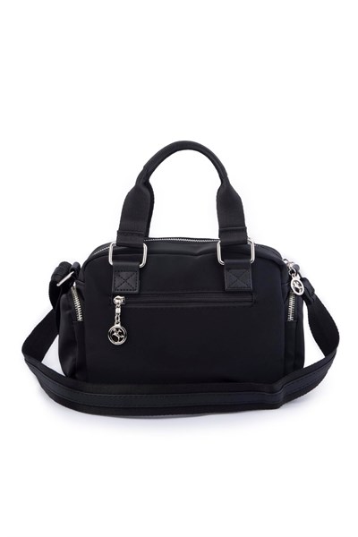 Nas Bag Womens Multi-Compartment Satin Crossbody Bag - Black Buzzy
