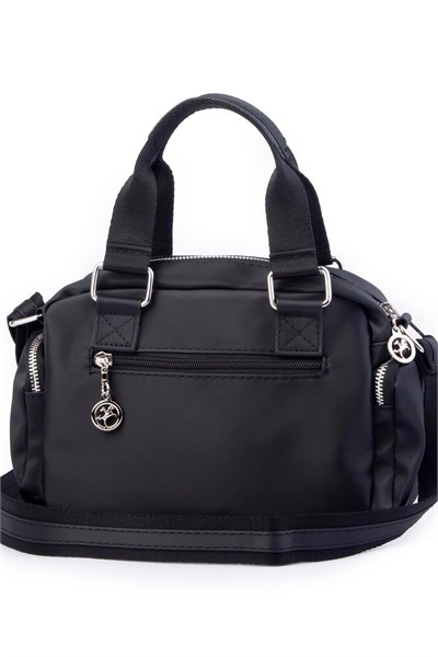 Nas Bag Womens Multi-Compartment Satin Crossbody Bag - Black