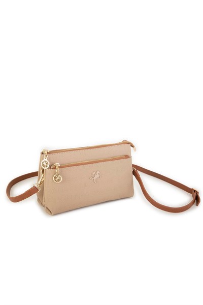 Nas Bag Womens Crossbody and Clutch Bag - Sand Tan Embossed