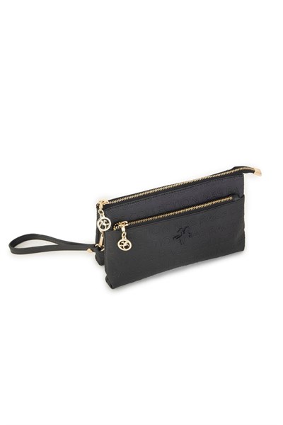Nas Bag Womens Crossbody and Clutch Bag - Black Embossed