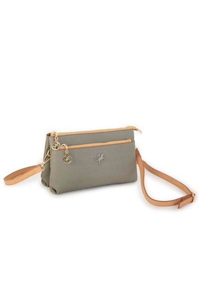 Nas Bag Womens Crossbody and Clutch Bag - Green Camel Embossed