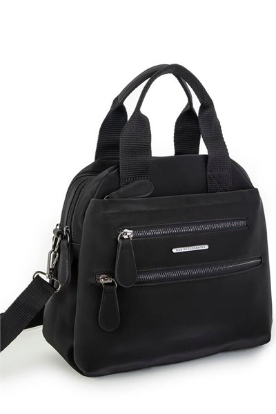 Nas Bag Womens Multi-Compartment Lightweight Water-Repellent Hand and Crossbody Bag - Black