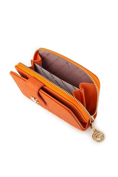 Nas Bag Womens Multi-Card Compartment Wallet - Orange Embossed