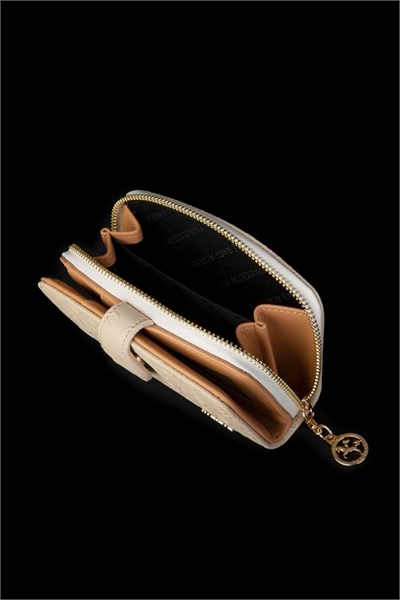 Nas Bag Womens Multi-Card Compartment Wallet - Cream Camel Embossed