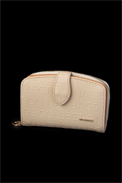 Nas Bag Womens Multi-Card Compartment Wallet - Cream Camel Embossed