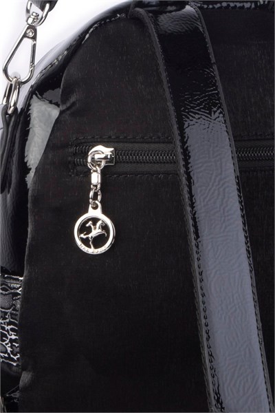 Nas Bag Womens Convertible Backpack and Shoulder Bag Elegant Large Zippered Bag - Black Glitter