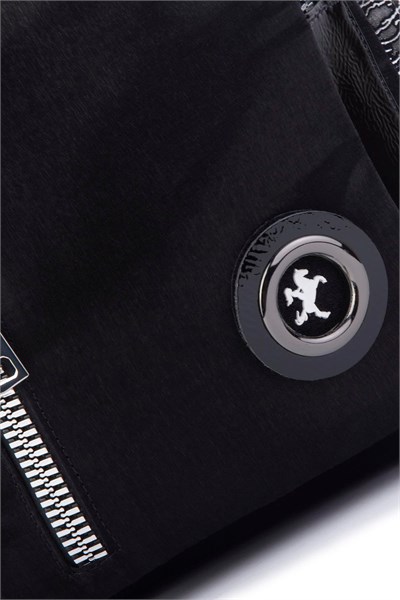 Nas Bag Womens Convertible Backpack and Shoulder Bag Elegant Large Zippered Bag - Black Glitter