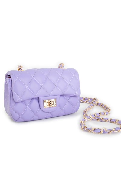 Nas Bag Womens Quilted Crossbody Bag with Chain Detail - Lilac