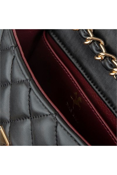 Nas Bag Womens Quilted Crossbody Bag with Chain Detail - Black