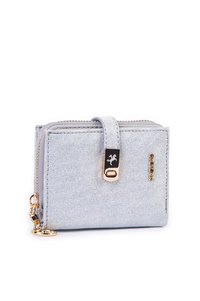 Nas Bag Womens Small Card Holder Coin and Photo Wallet - Silver Glitter