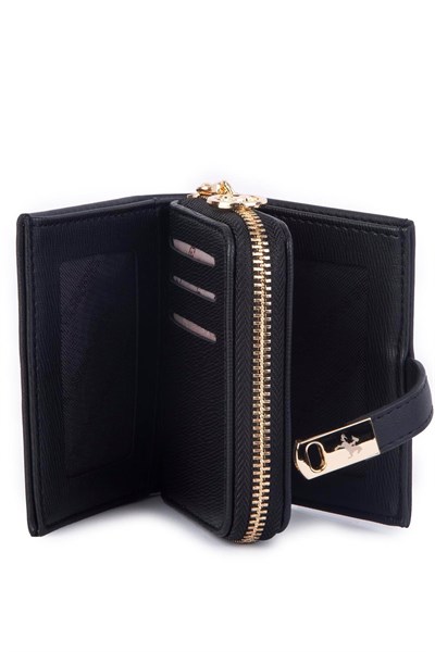 Nas Bag Womens Small Card Holder Coin and Photo Wallet - Black Dona