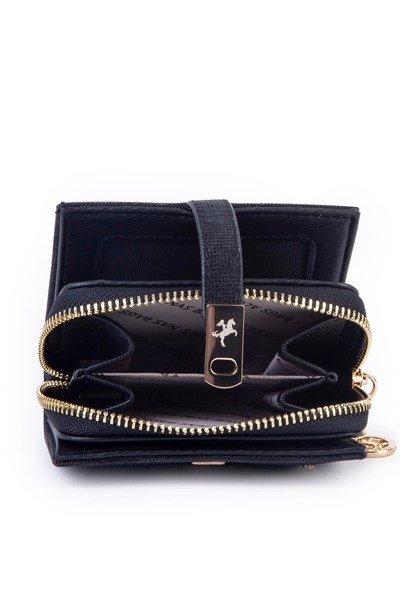 Nas Bag Womens Small Card Holder Coin and Photo Wallet - Black Glitter