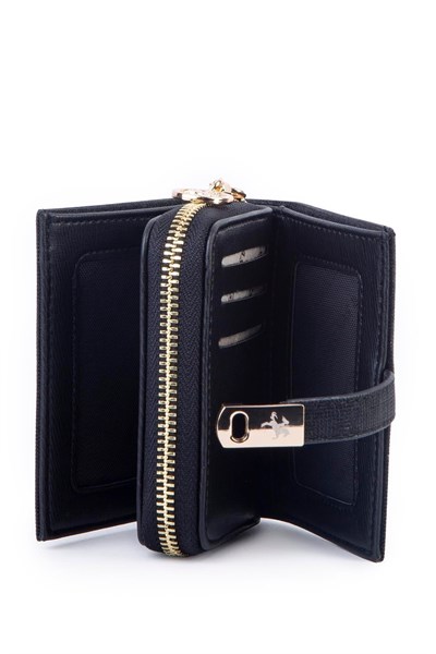 Nas Bag Womens Small Card Holder Coin and Photo Wallet - Black Glitter